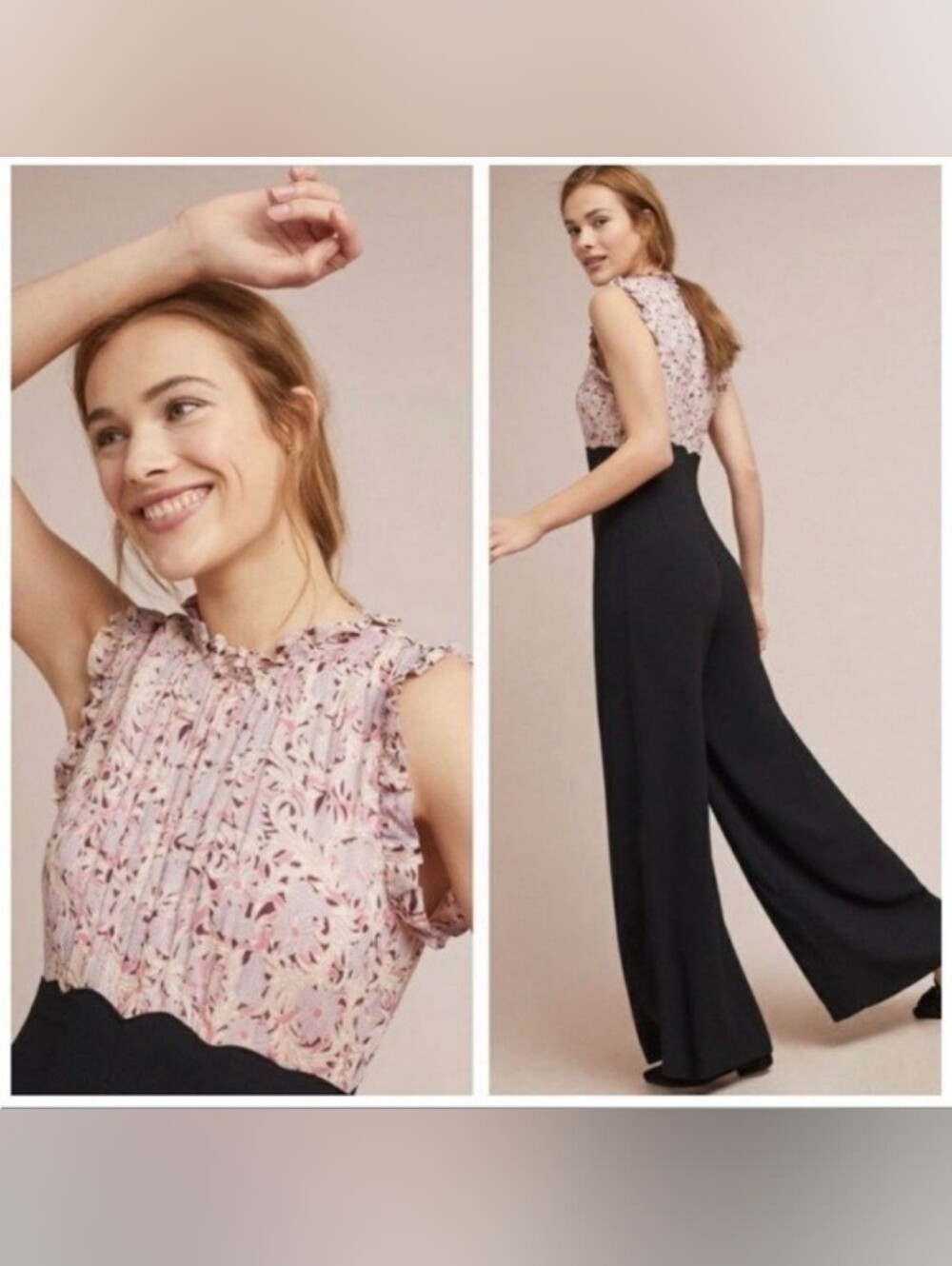 Anthropologie Moulinette Soeurs Floral Wide Leg Jumpsuit Size 8